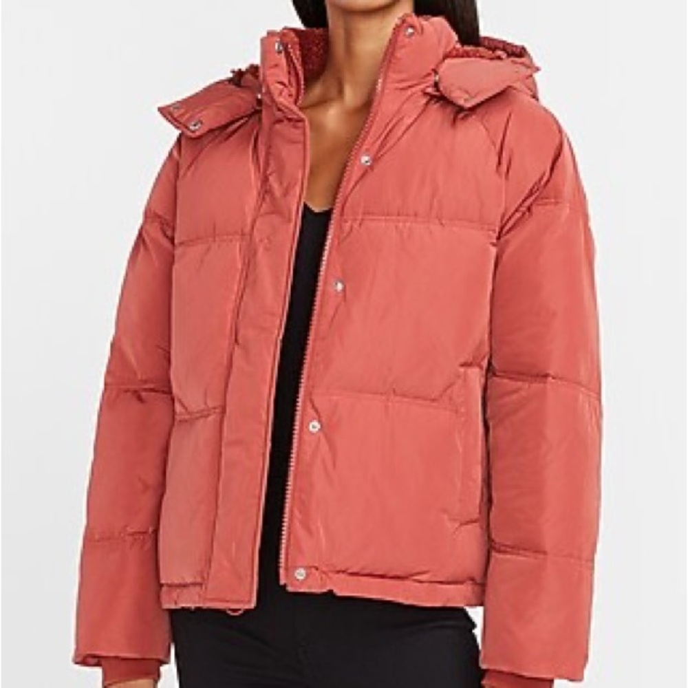 Express Women's Warm Coral Puffer Jacket